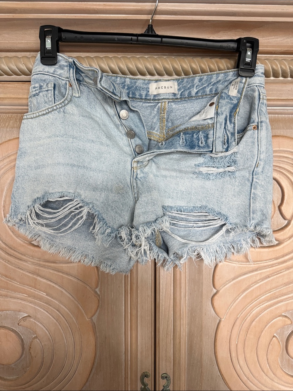 PacSun Light Blue Distressed Denim Cutoff Shorts